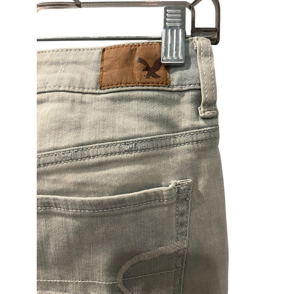 American Eagle Hi Rise Shortie Super Stretch Denim Shorts Size 2 Lace Pockets - Picture 8 of 8